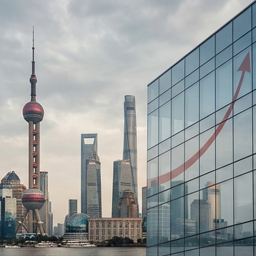 Conceptual collage of Shanghai financial buildings